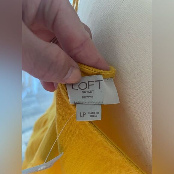 NWT Loft Cotton Golden Yellow tiered Maxi dress. LP - Picture 5 of 7